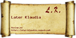 Later Klaudia névjegykártya